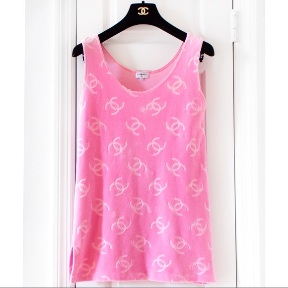 Iconic Chanel Spring 1996 Pink Velour Tunic Dress - Picture 3 of 12